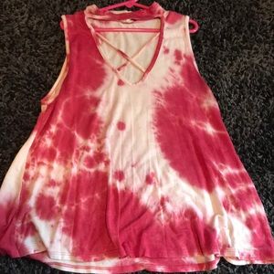 Tye dyed criss cross tank